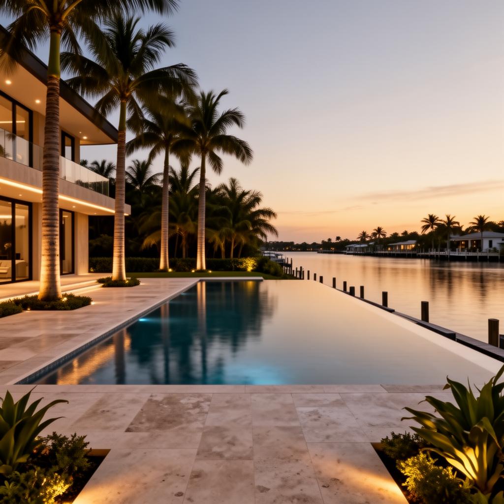 Luxury infinity-edge pool at a South Florida estate